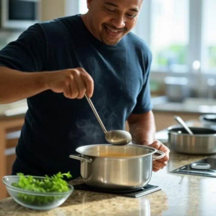 Przybory kuchenne używane podczas gotowania w nowoczesnej kuchni